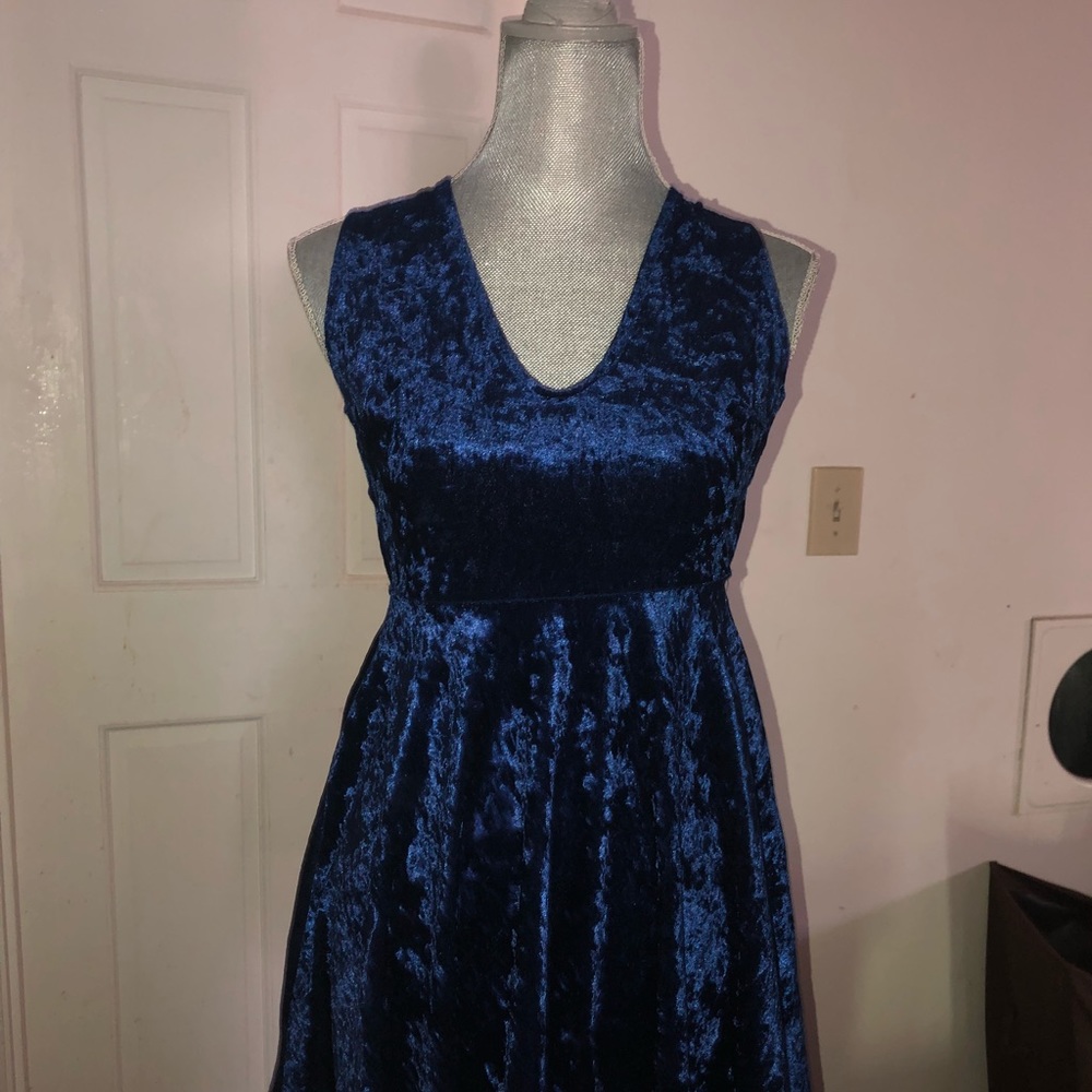 Blue velvet dress